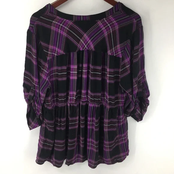 torrid Purple Plaid Tunic Top - Picture 2 of 12